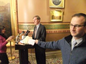 A pre-launch moment, with WCAX's Kyle Midura doing some TV thingy.